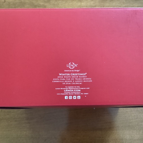 Lenox Winter Greetings Open Weave Bread Basket MIB - Picture 6 of 6